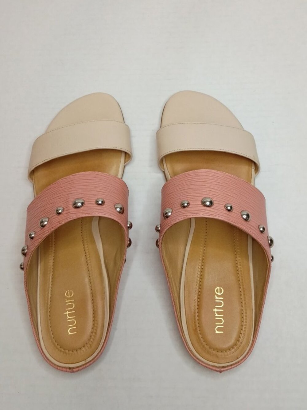 Nurture Cassandrah Studded Slide Sandals Pink Cream Women’s 8M - Picture 2 of 10